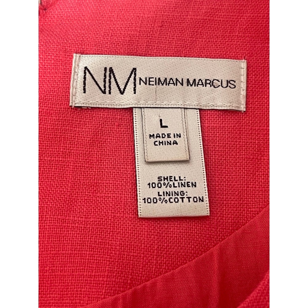 Neiman Marcus Womens Coral Pink 100% Linen Shift Dress Large - Picture 4 of 7